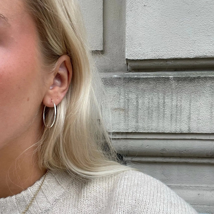 Øreringe, hoops, 30mm, sterlingsølv 