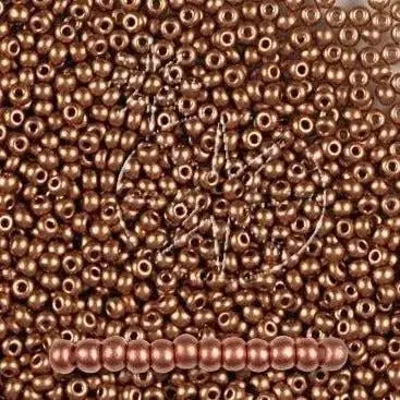 Metalliske glasperler, preciosa seed beads, soft copper 