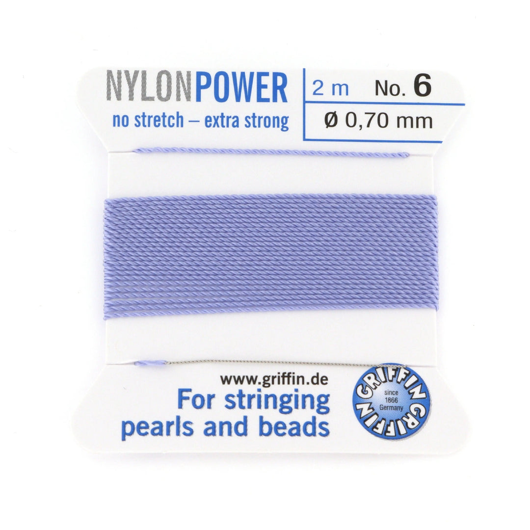 Perlesnor, griffin nylonpower lilac m. nål, nylon, 2 m Fritz