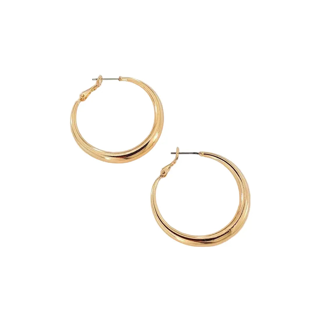 Øreringe, graduerede hoops, forsølvet og forgyldt messing, 39 x 6 mm 