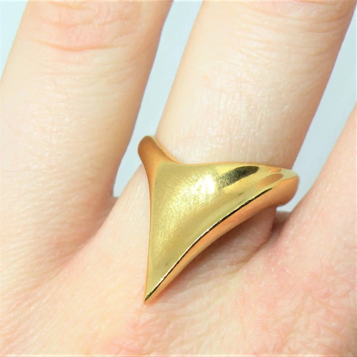 Fingerring, spids, forgyldt sterlingsølv 