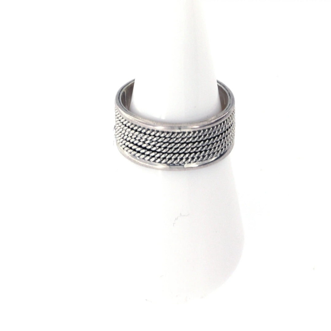 Fingerring, bred med snoninger ii, sterlingsølv 