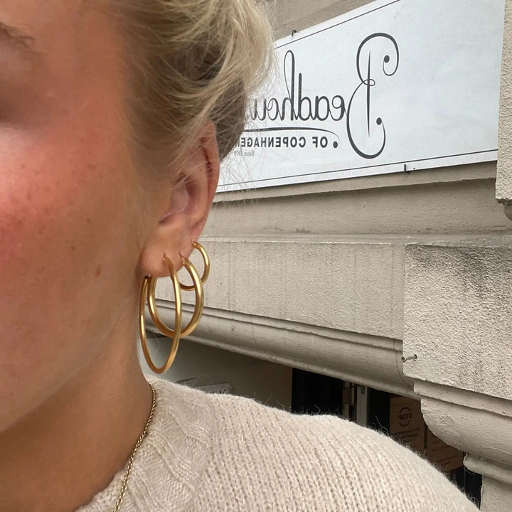 Øreringe, hoops, 40 mm, forgyldt sterlingsølv 
