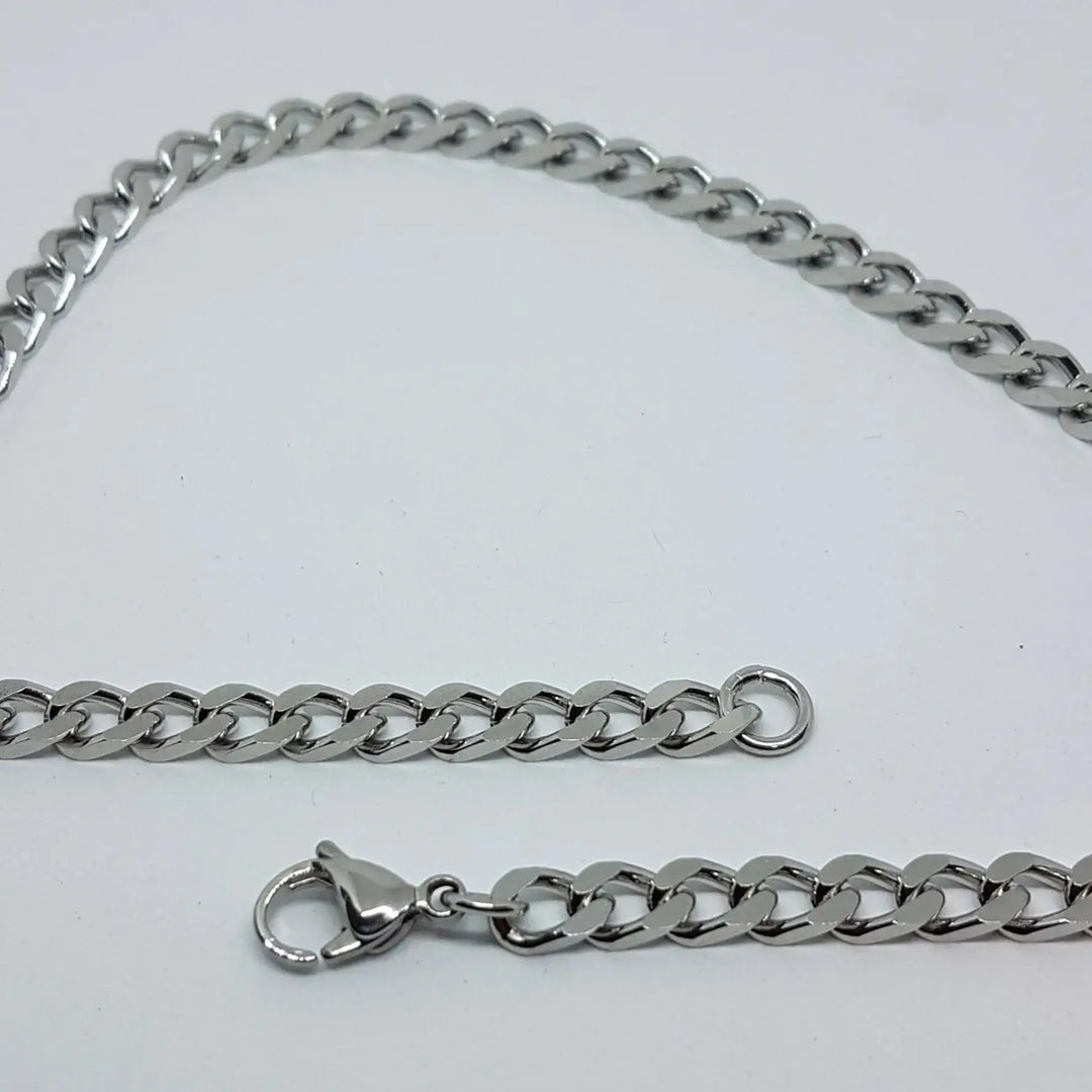 Halskæde, chunky panser facet kæde, stål, 40-60 cm/5,5 mm 