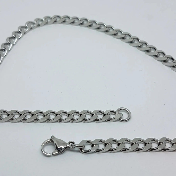 Halskæde, chunky panser facet kæde, stål, 40-60 cm/5,5 mm 