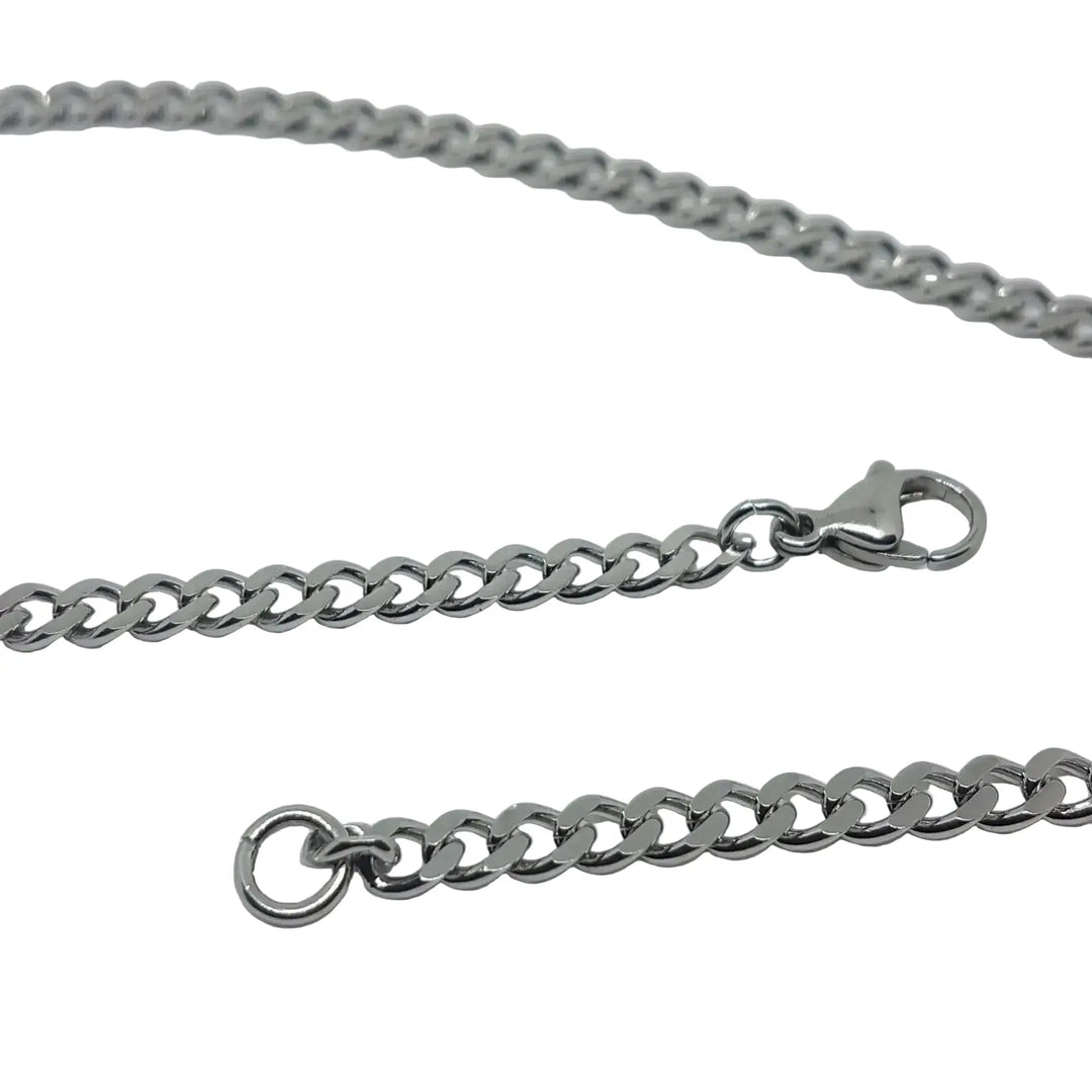 Halskæde, panser facet kæde, stål, 40-60 cm/4 mm 