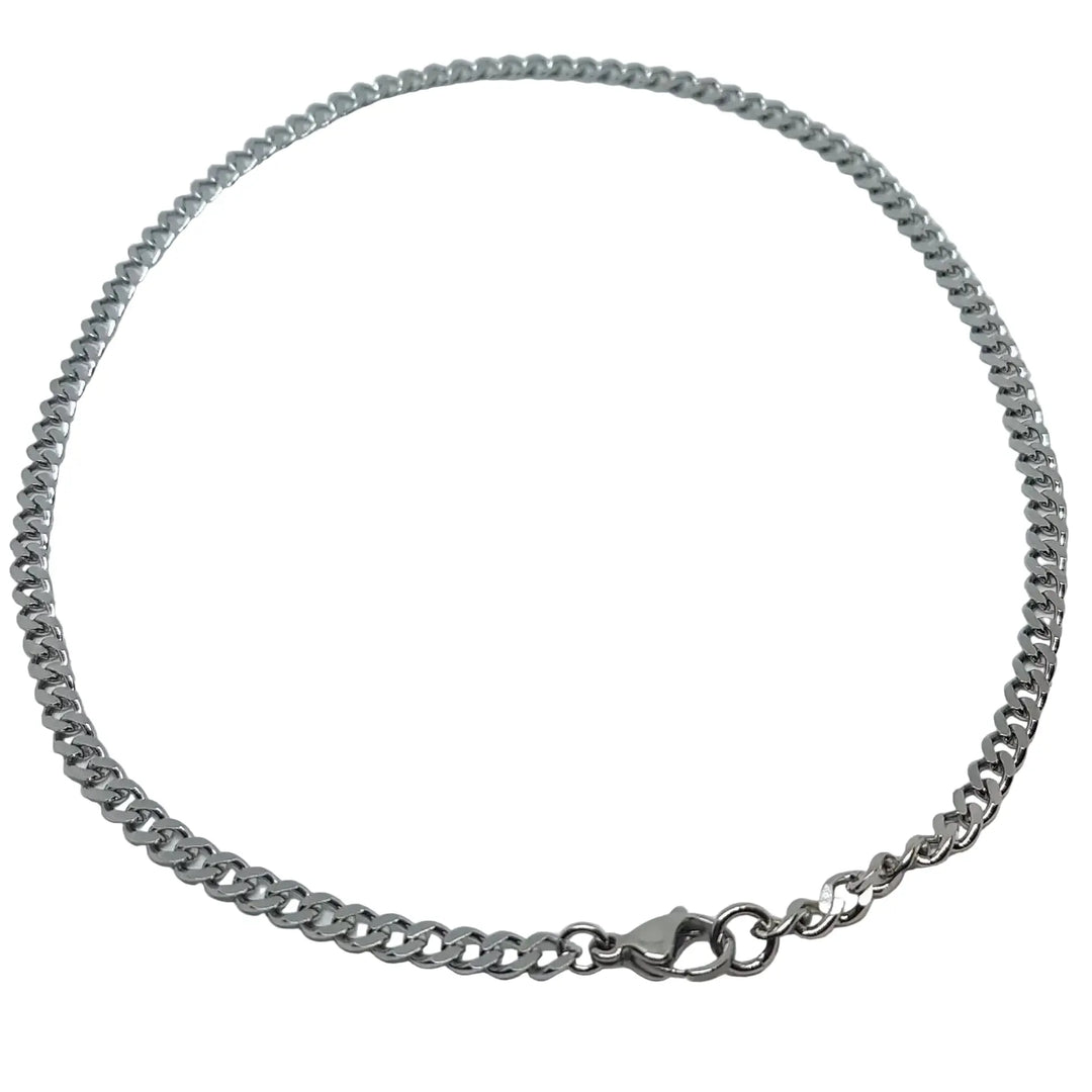 Halskæde, panser facet kæde, stål, 40-60 cm/4 mm 