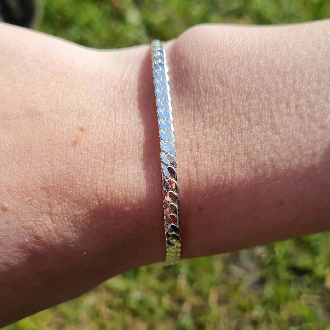 Armbånd, sildebens kæde, sterlingsølv, 16-20 cm/3,5 mm 