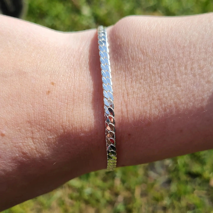 Armbånd, sildebens kæde, sterlingsølv, 16-20 cm/3,5 mm 