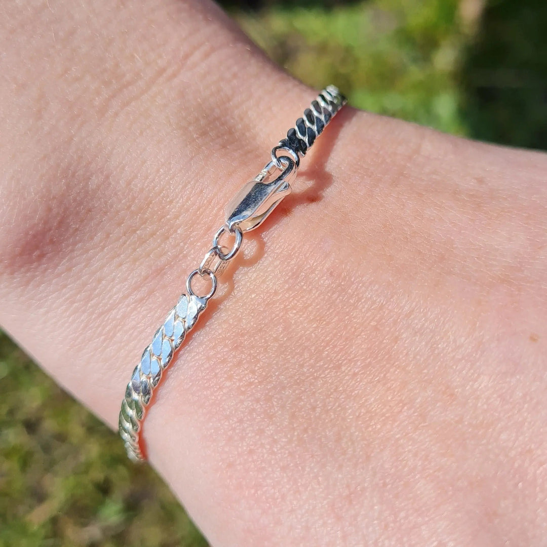 Armbånd, sildebens kæde, forgyldt og sterlingsølv, 16-20 cm/3,5 mm Spain