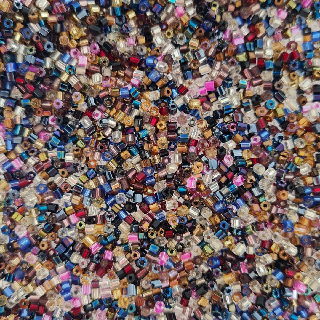 Blandede glasperler, rørperler, new year mix Preciosa BOC