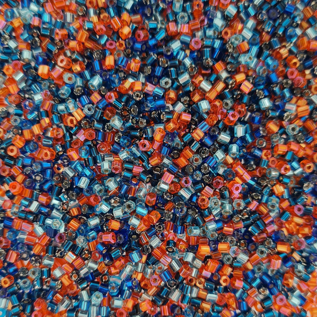 Blandede glasperler, rørperler, coral ocean mix Preciosa BOC
