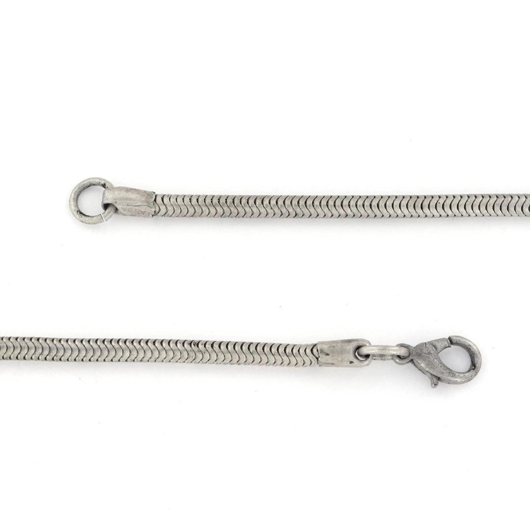 Halskæde, mat snake kæde, forsølvet stål, 45 cm/3,2 mm Beadhouse of Copenhagen