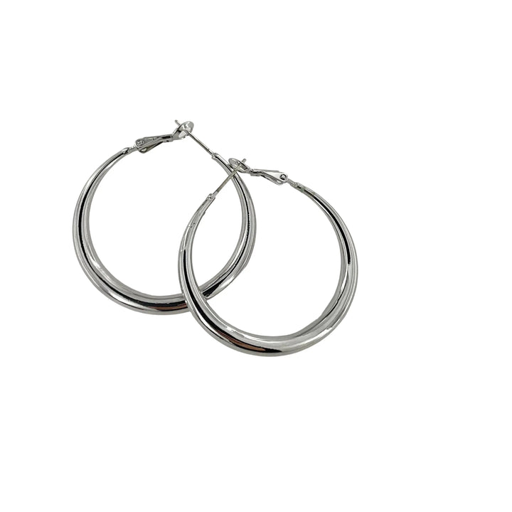 Øreringe, graduerede hoops, forsølvet og forgyldt messing, 39 x 6 mm 