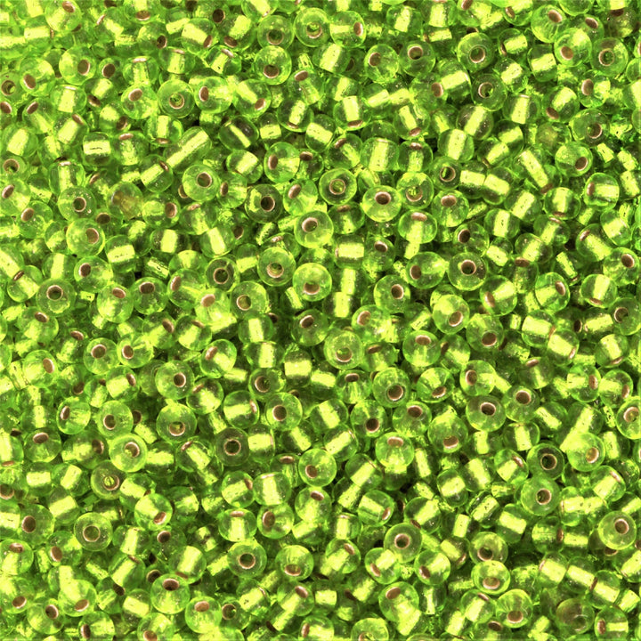 Grønne glasperler, preciosa, silverlined transparent light green, storkøb Preciosa