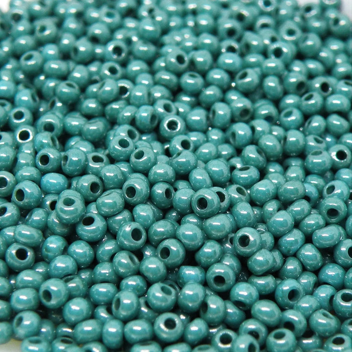 Grønne glasperler,  preciosa, metallic turquoise green lustered Preciosa