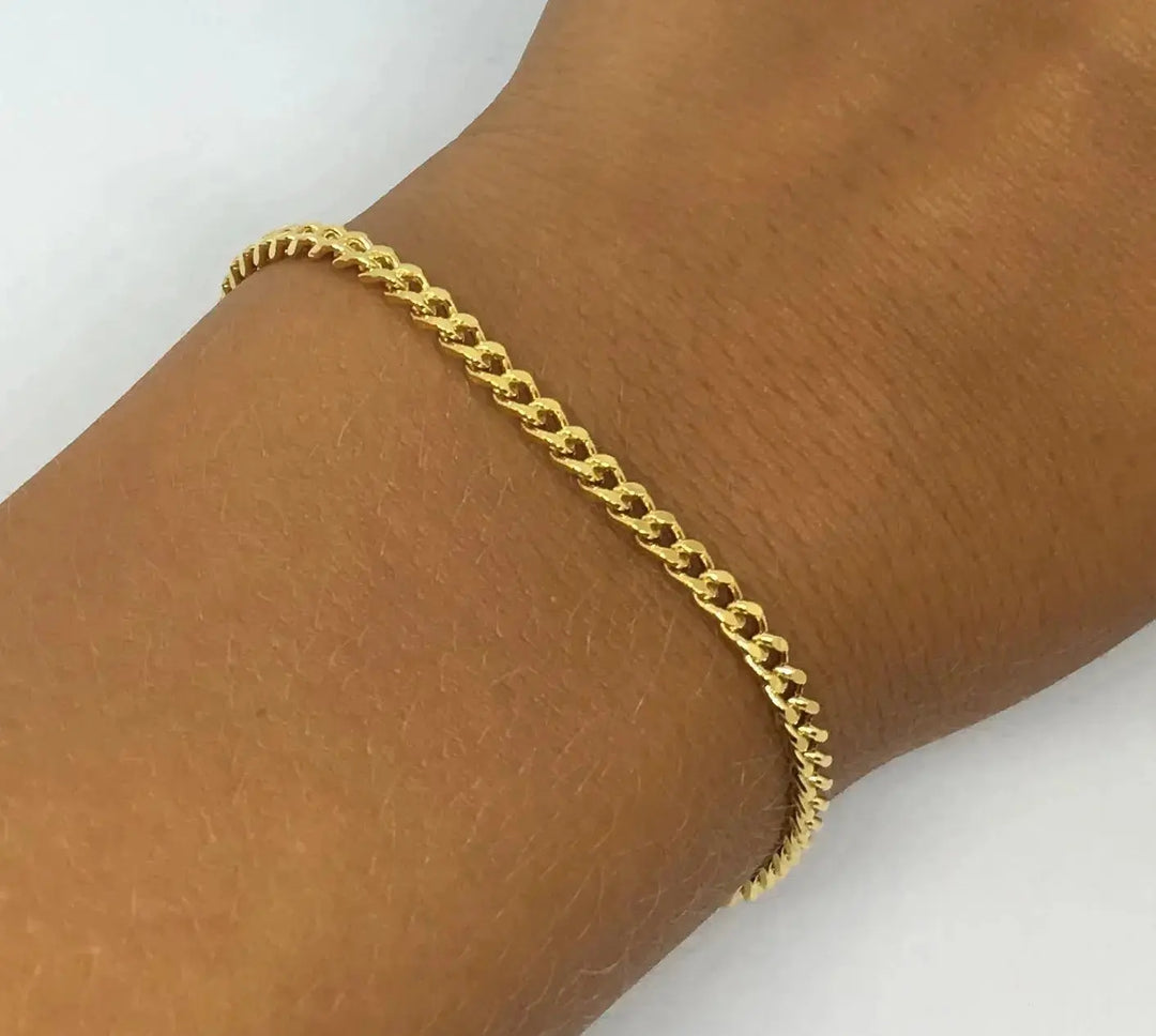 Armbånd, panser facet kæde, forgyldt messing, 17-18 cm/3,2 mm 