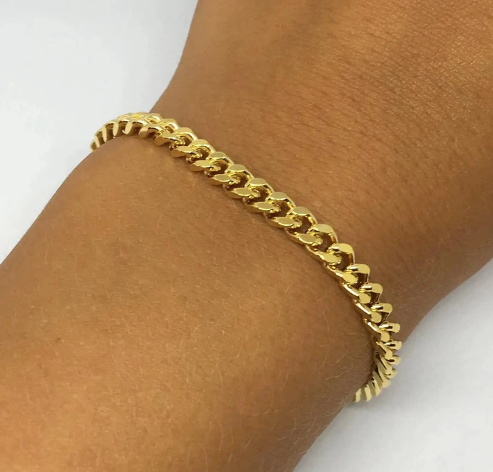 Armbånd, panser facet kæde, forgyldt messing, 16-21 cm/4,4 mm 