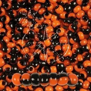 Multifarvede glasperler, preciosa, black and orange harlequin Preciosa