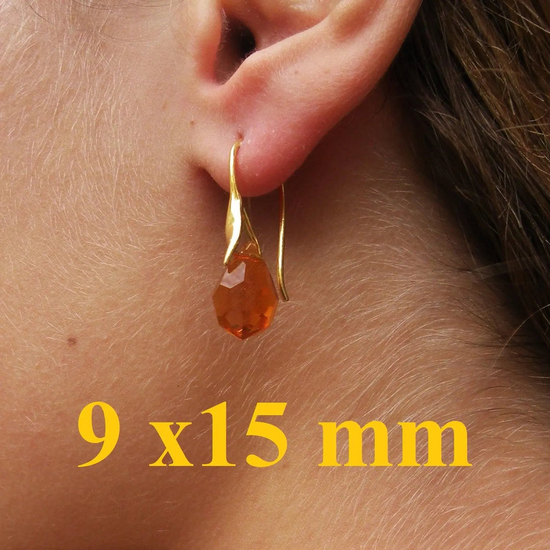 Øreringe med sapphire crystal drops i forgyldt sterlingsølv og sølv Beadhouse of Copenhagen