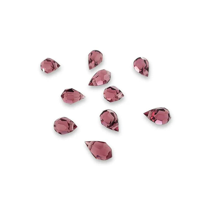 Lilla glasperler, preciosa crystal drops, amethyst, 6 x 10 mm Beadhouse of Copenhagen