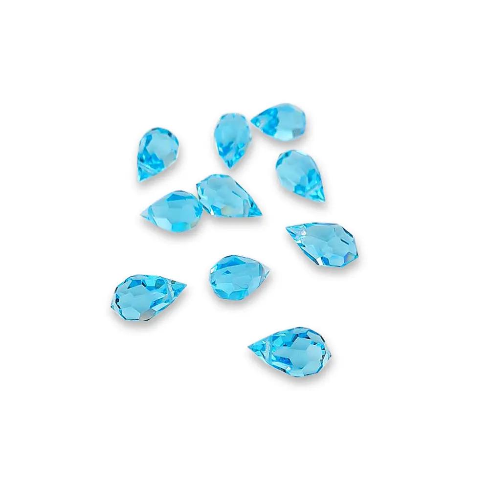 Blå glasperler, preciosa crystal drops, aqua bohemica, 9 x 15 mm Beadhouse of Copenhagen