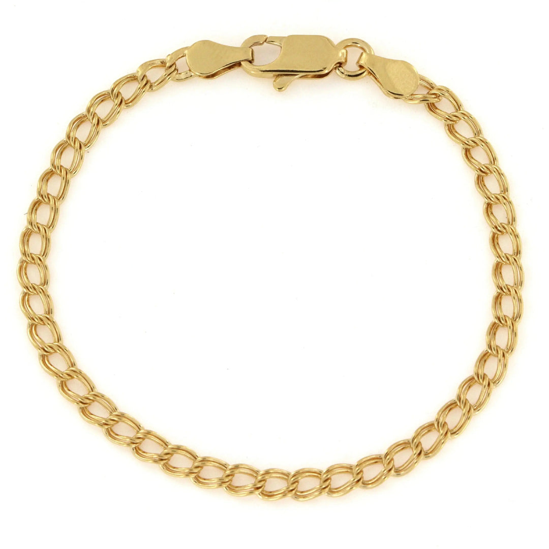 Armbånd, bismarck kæde, forgyldt messing,  16-17 cm/3,4 mm 