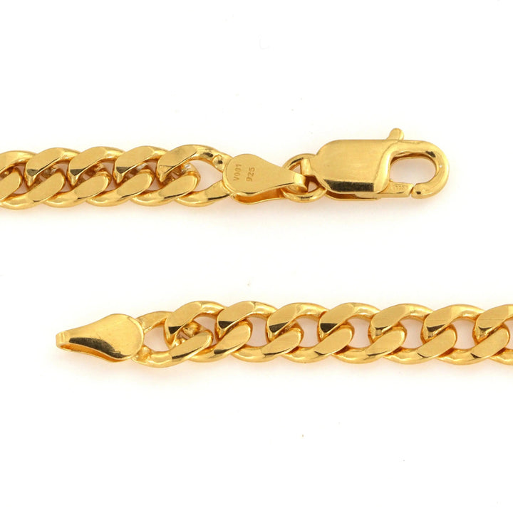 Halskæde, chunky panser facet kæde, forgyldt sterlingsølv, 6,8mm 