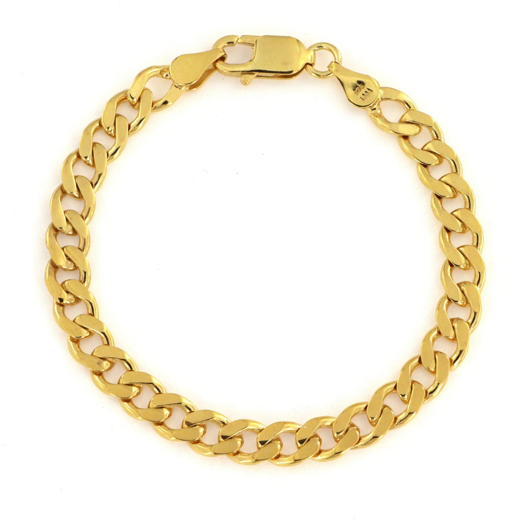 Armbånd, chunky panser facet kæde, forgyldt sterlingsølv, 17cm/6,6 mm 