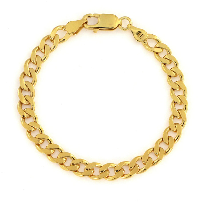 Armbånd, chunky panser facet kæde, forgyldt sterlingsølv, 17cm/6,6 mm 