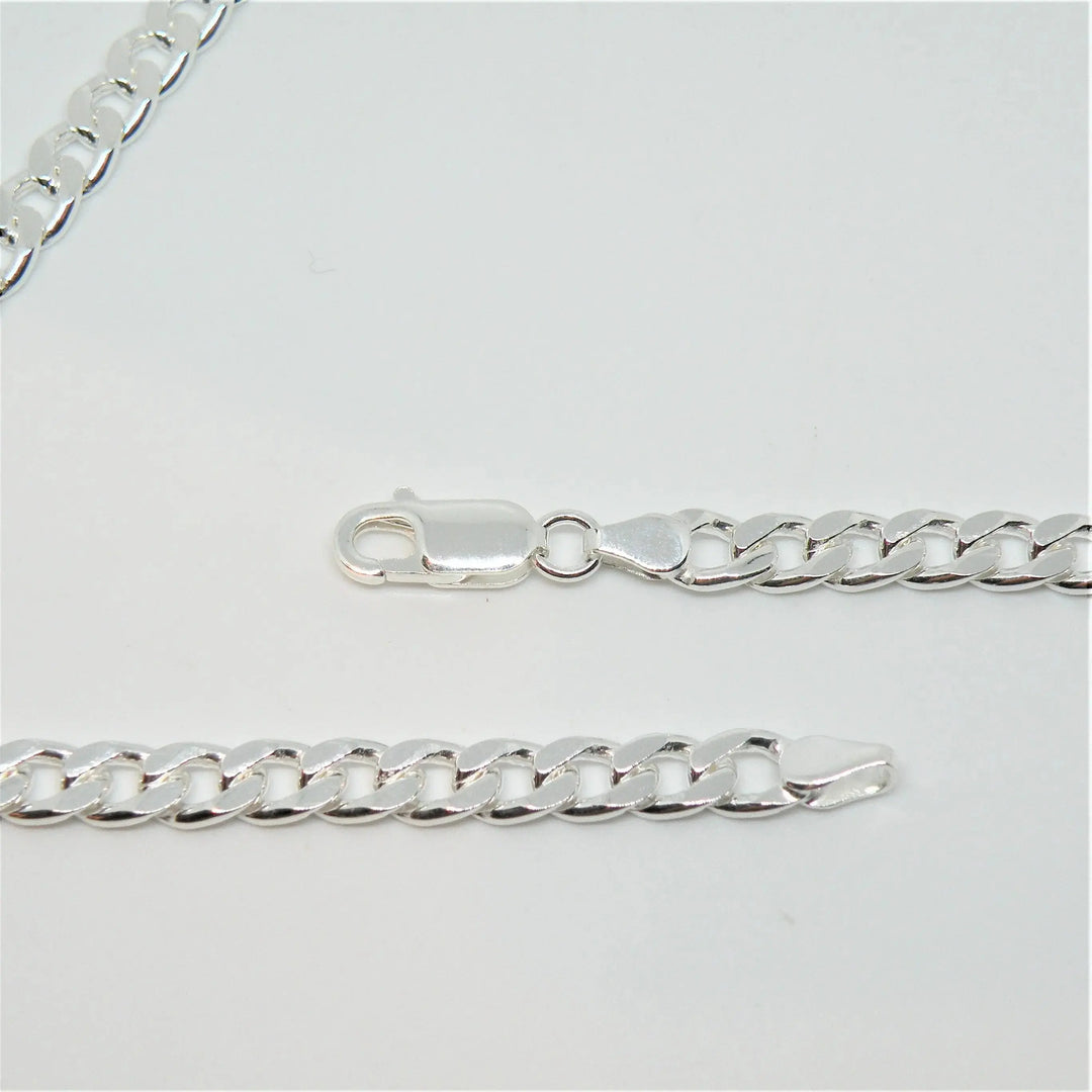 Halskæde, panser facet kæde, sterlingsølv, 5mm x 40 ,45 cm 