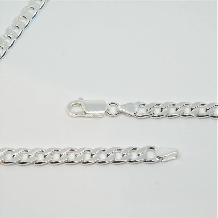 Halskæde, panser facet kæde, sterlingsølv, 5mm x 40 ,45 cm 