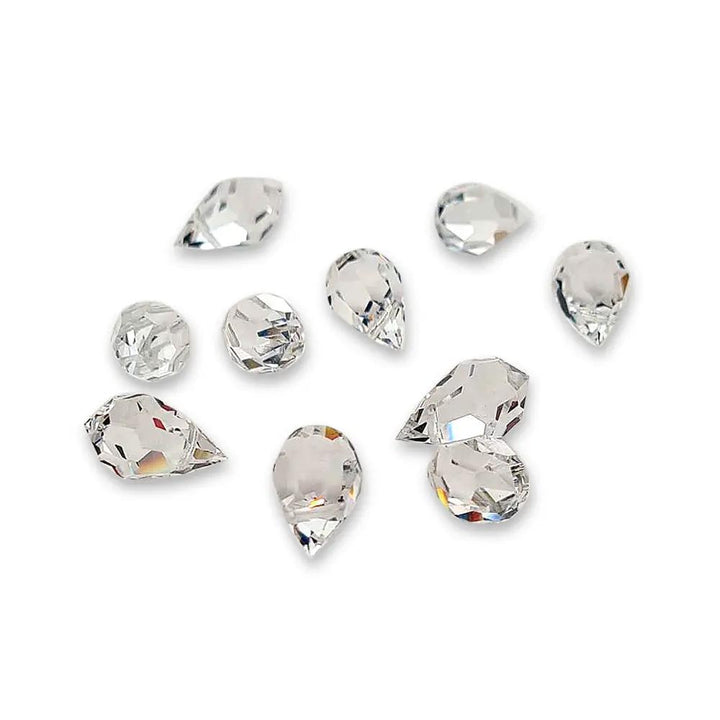Hvide glasperler, preciosa crystal drops, crystal, 9 x 15 mm Beadhouse of Copenhagen