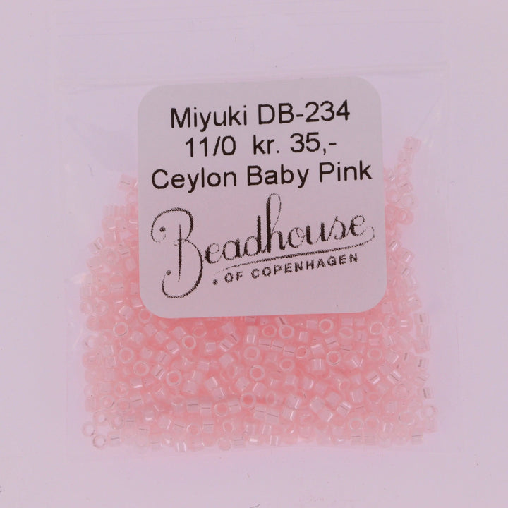 Lyserøde glasperler, miyuki delica beads, ceylon baby pink Krea