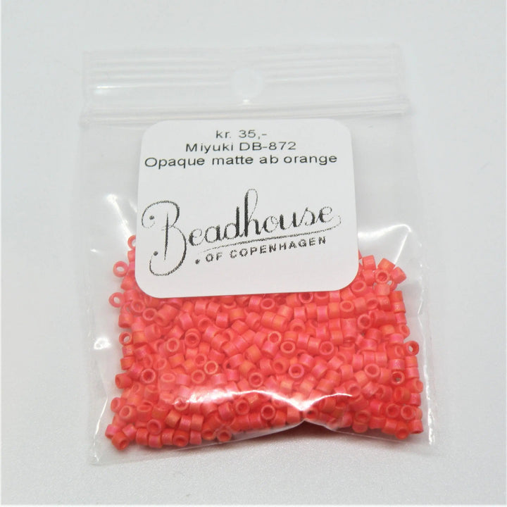 Orange glasperler, miyuki delica beads, opaque matte ab Krea