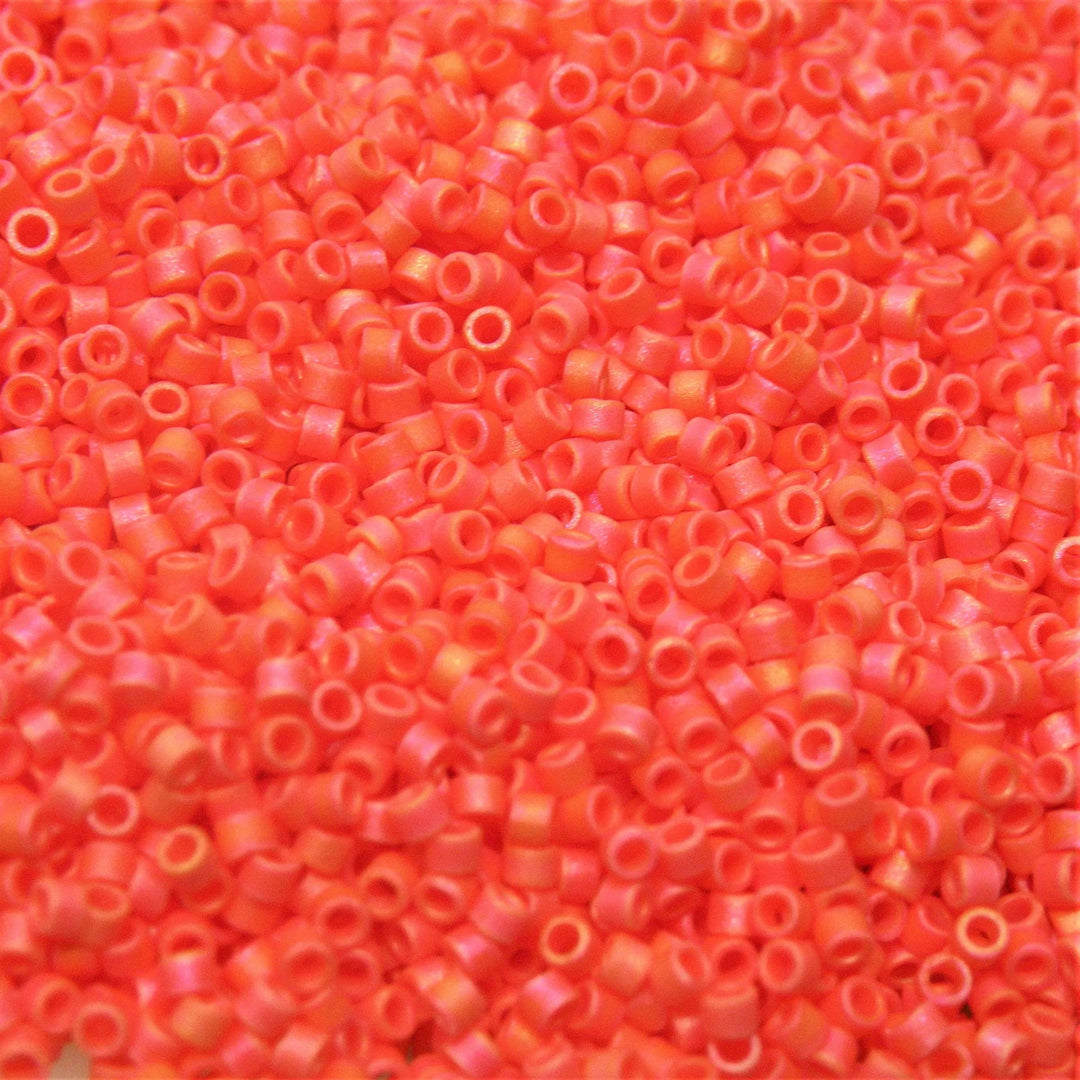 Orange glasperler, miyuki delica beads, opaque matte ab Krea