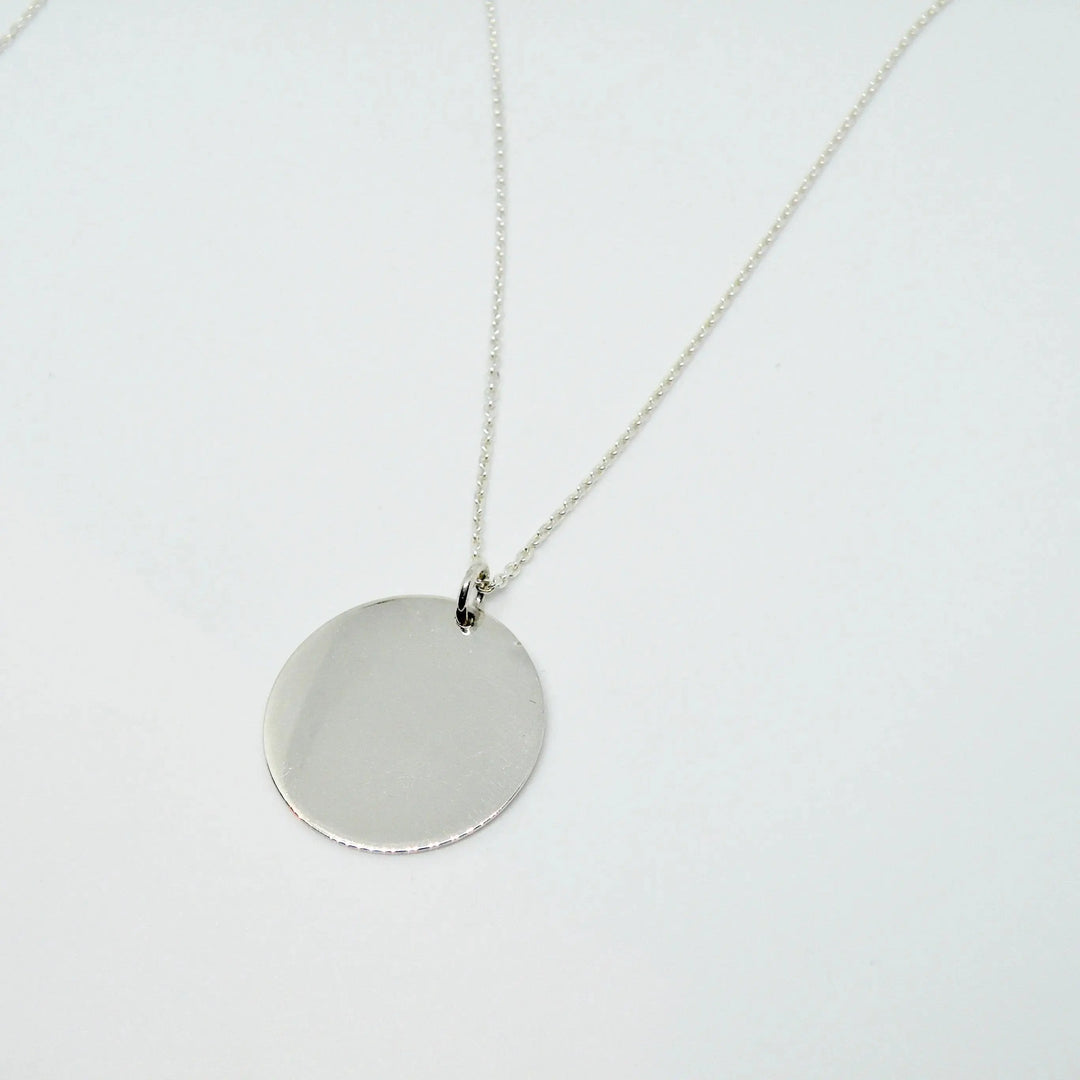 Vedhæng, rundt dog tag, sterlingsølv 