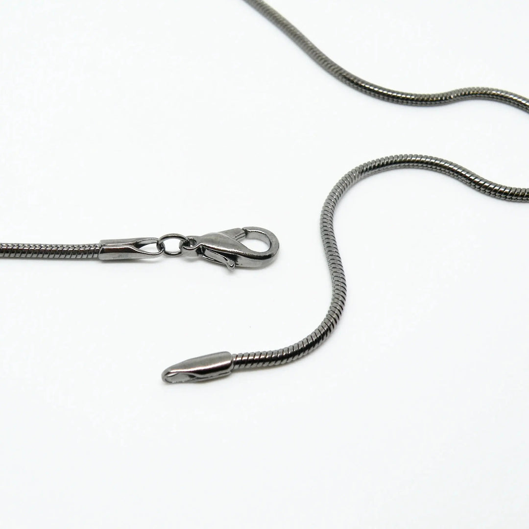 Halskæde, oxideret snake, oxideret forsølvet messing, 43 cm/ 