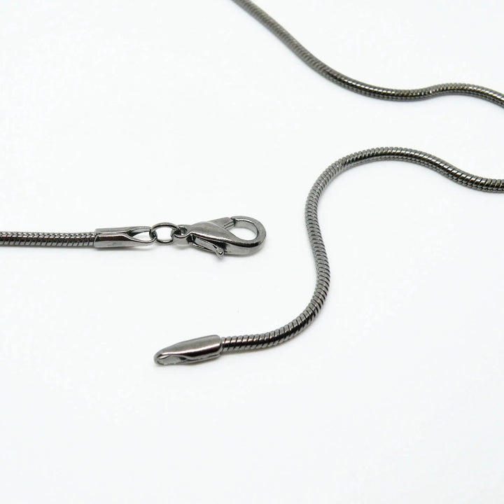 Halskæde, oxideret snake, oxideret forsølvet messing, 43 cm/ 