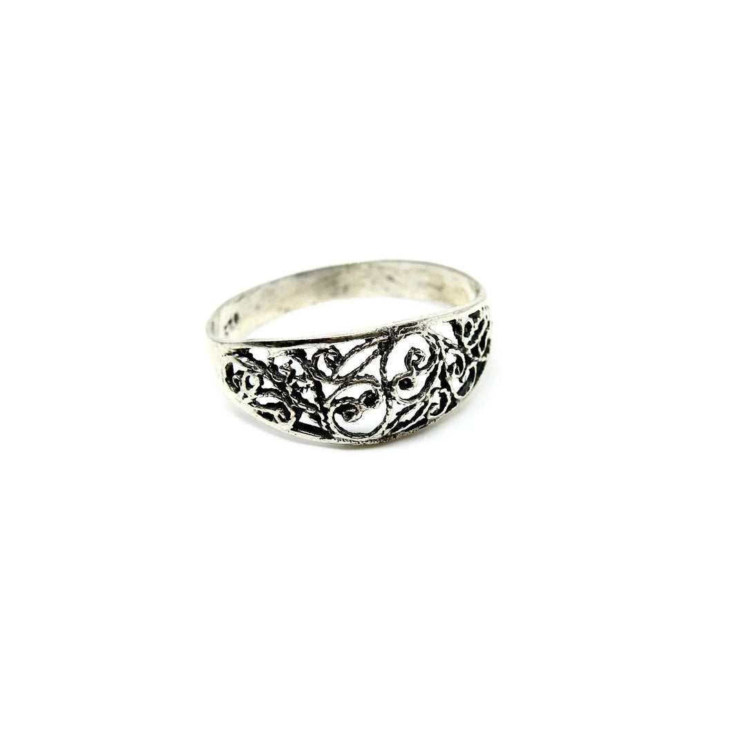 Fingerring, konkav filigran, sterlingsølv 