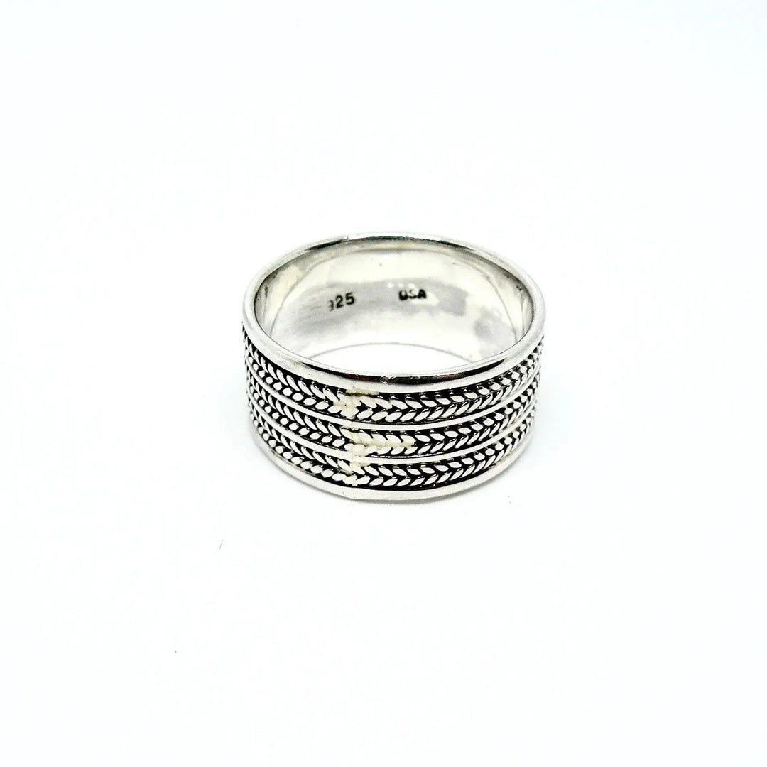 Fingerring, bred med snoninger, sterlingsølv 