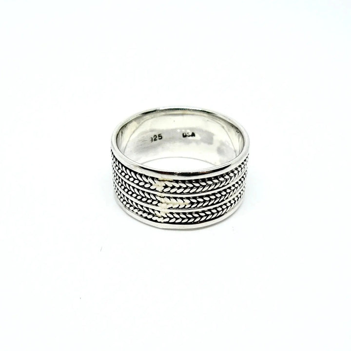 Fingerring, bred med snoninger, sterlingsølv 