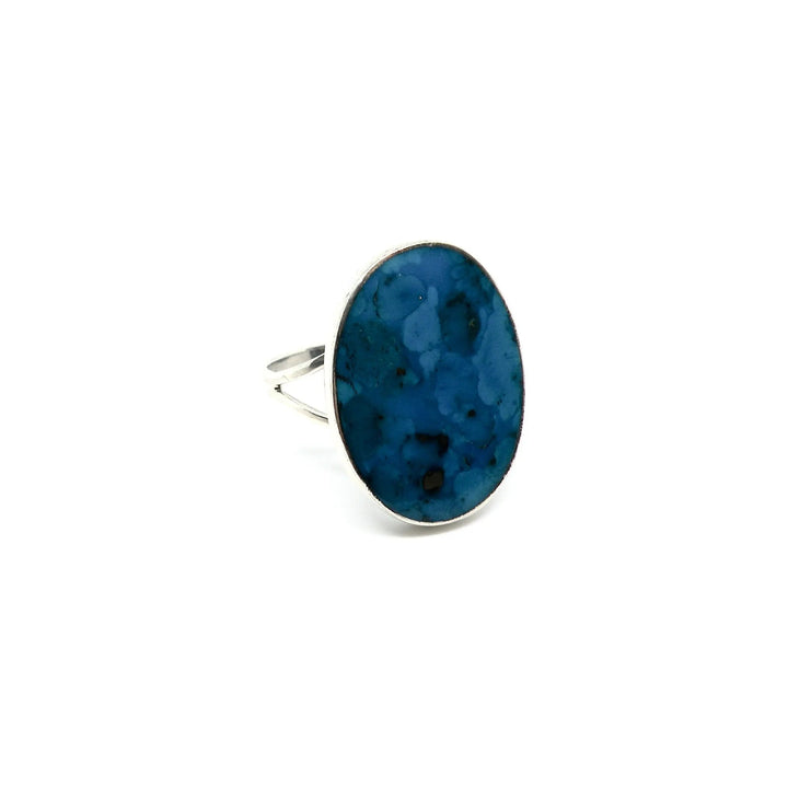 Fingerring, stor oval i ben, onyx eller turkis, sterlingsølv unisex Beadhouse of Copenhagen