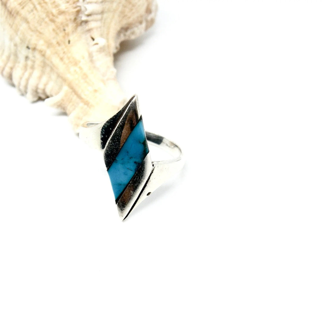 Fingerring harlekin med onyx og turkis i sterlingsølv Beadhouse of Copenhagen