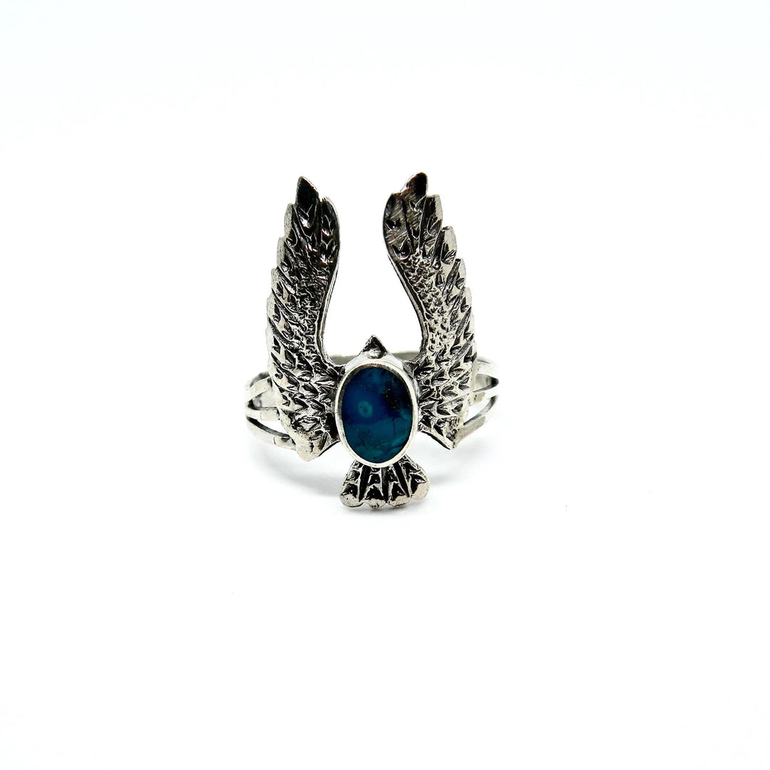 Fingerring, ørn med onyx og turkis, sterlingsølv Beadhouse of Copenhagen
