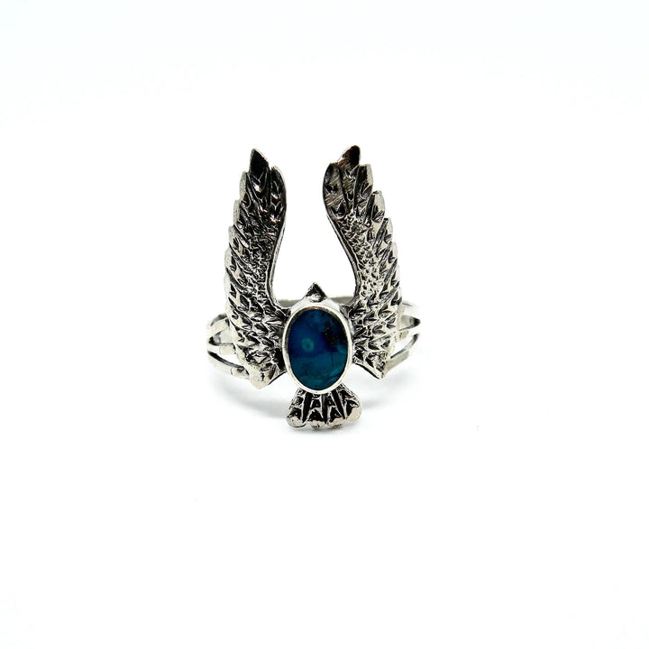 Fingerring, ørn med onyx og turkis, sterlingsølv Beadhouse of Copenhagen