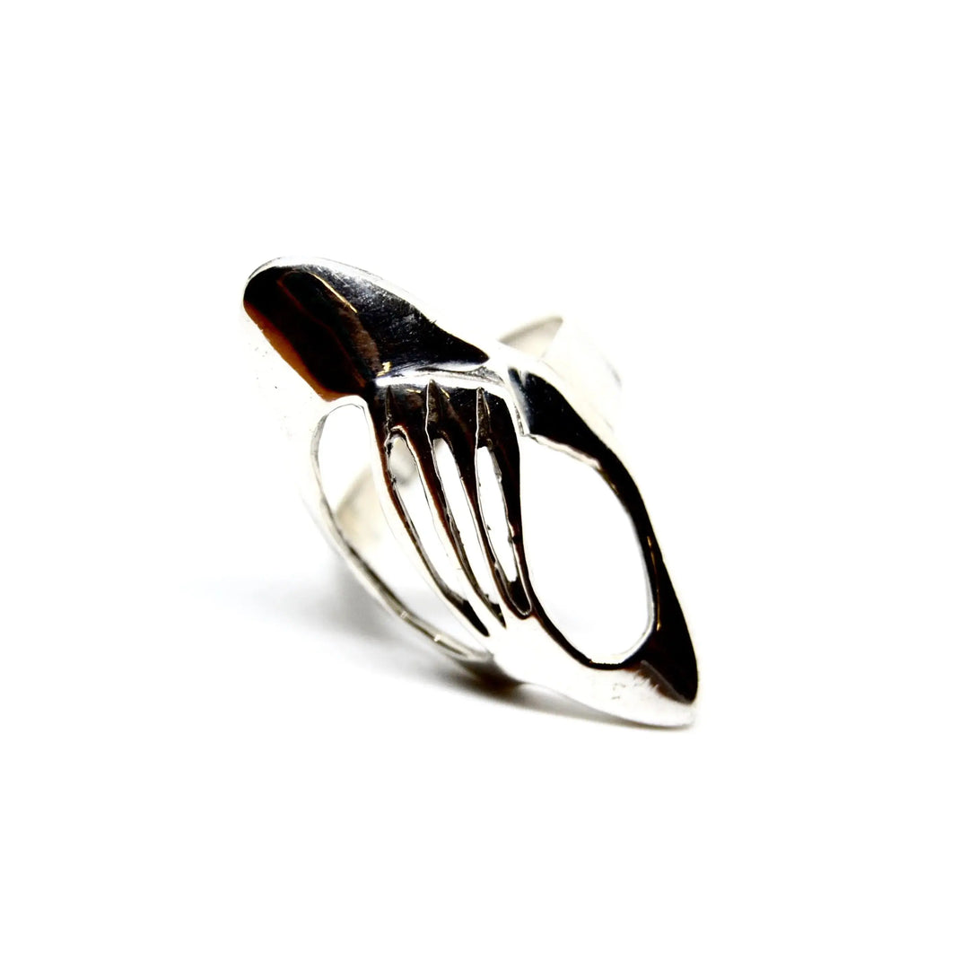 Fingerring, modernistisk med lameller, sterlingsølv 