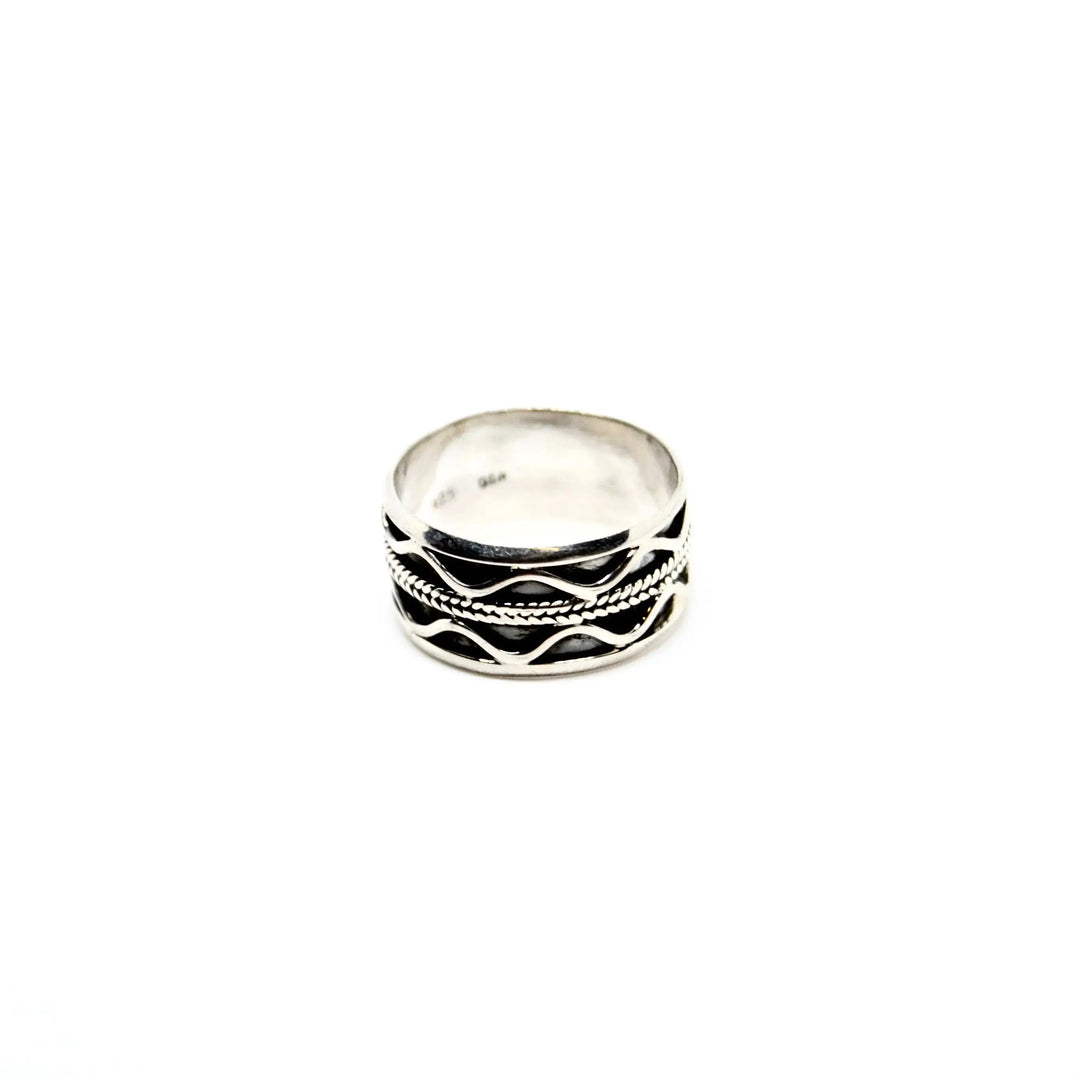 Fingerring, dobbelt bølge, sterlingsølv 