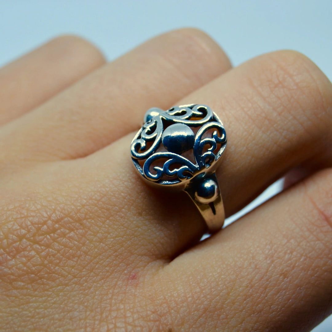 Fingerring, vintage cirkel og snirkler, sterlingsølv Beadhouse of Copenhagen