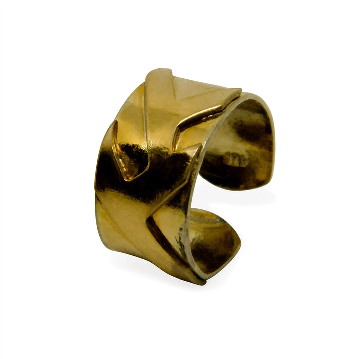 Øreringe, earcuff med relief, forgyldt sterlingsølv 